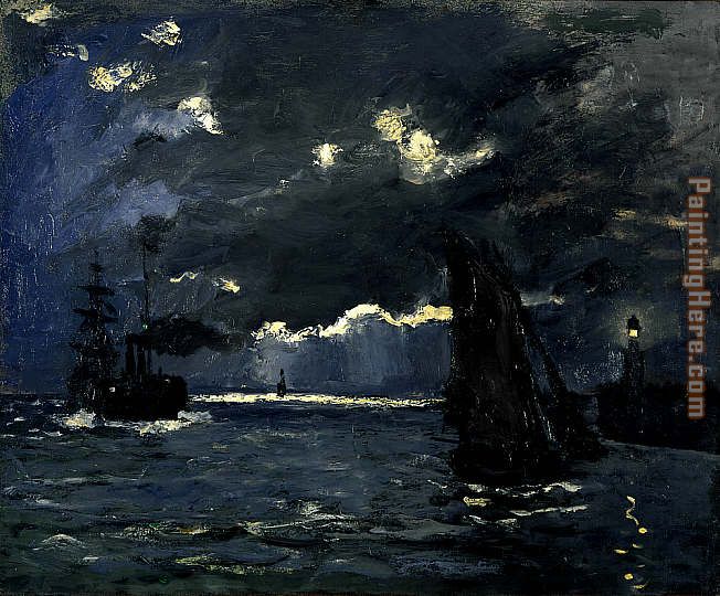 Claude Monet A Seascape Shipping by Moonlight